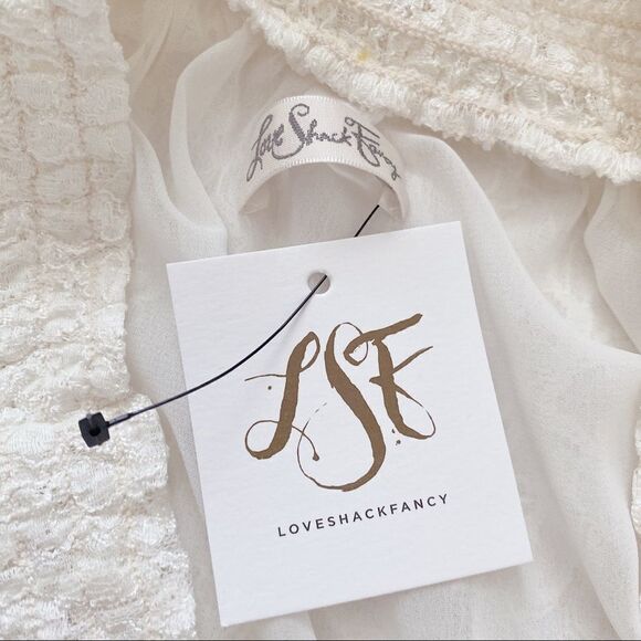 LoveShackFancy Lace Smocked Peplum Top Ivory White - Picture 10 of 11